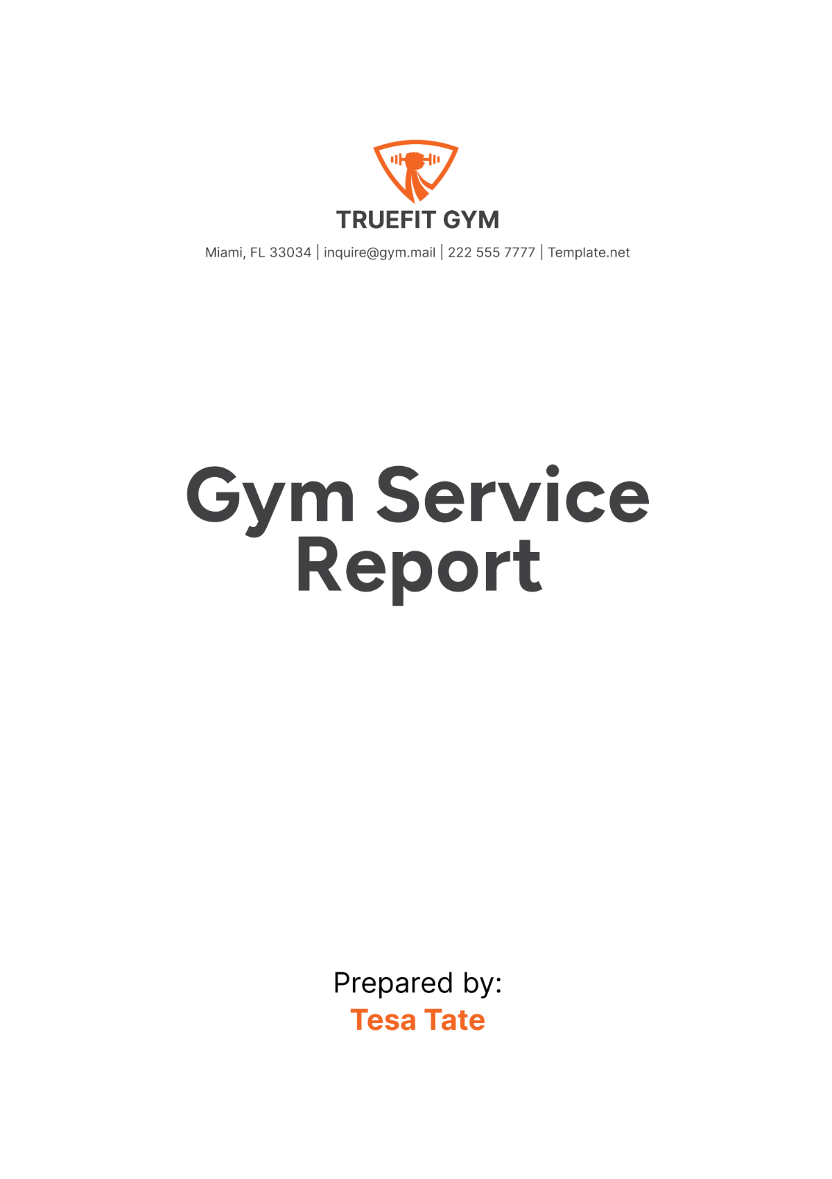 Gym Service Report Template - Edit Online & Download