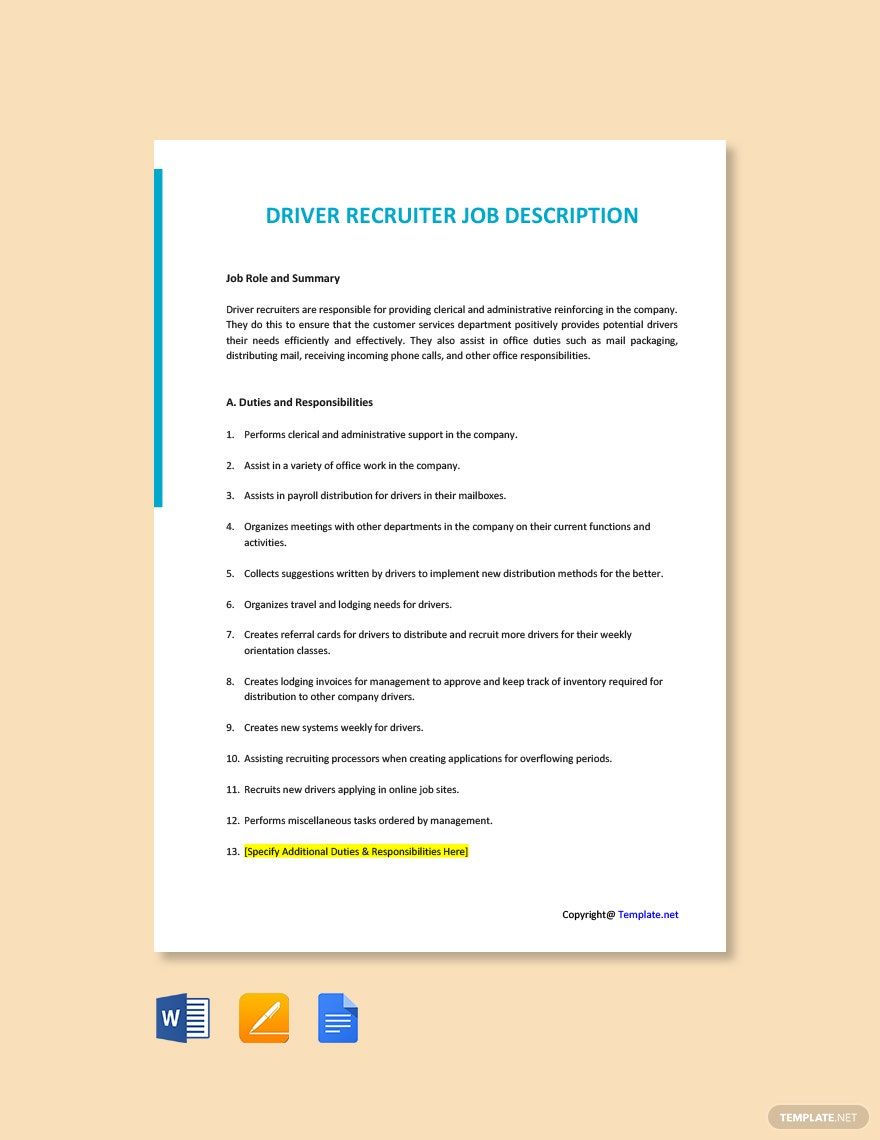 Driver Recruiter Job Description