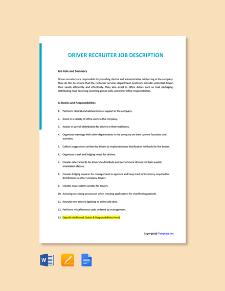 Driver Recruiter Job Description 