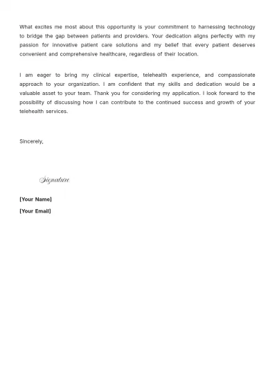 Free Telehealth Nurse Cover Letter to Edit Online