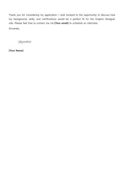 Free Upwork Graphic Design Cover Letter to Edit Online