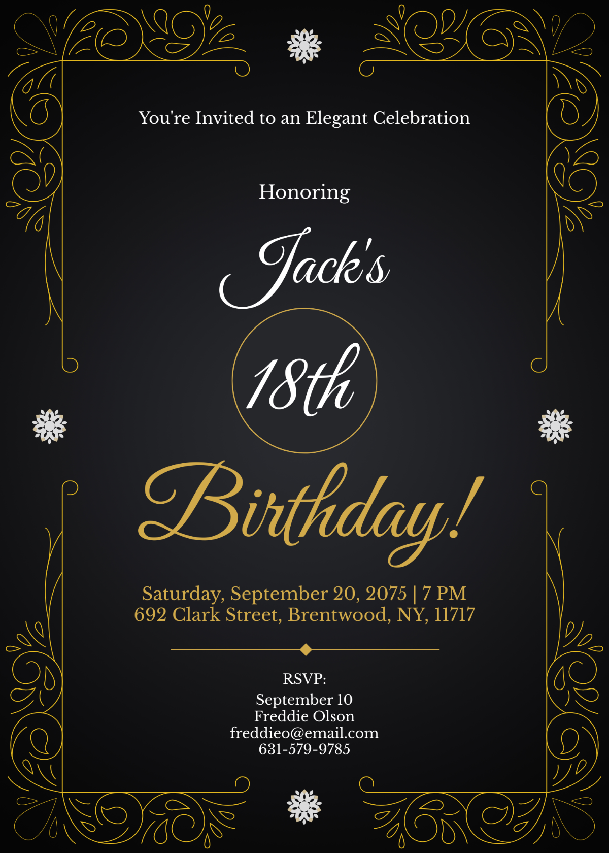 Elegant 18th Birthday Invitation