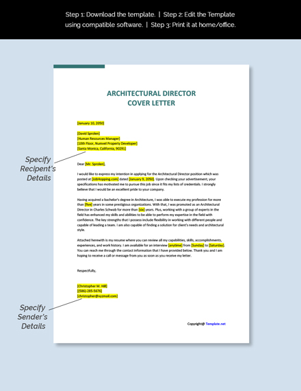 Free Architectural Director Cover Letter Template - Google Docs, Word ...