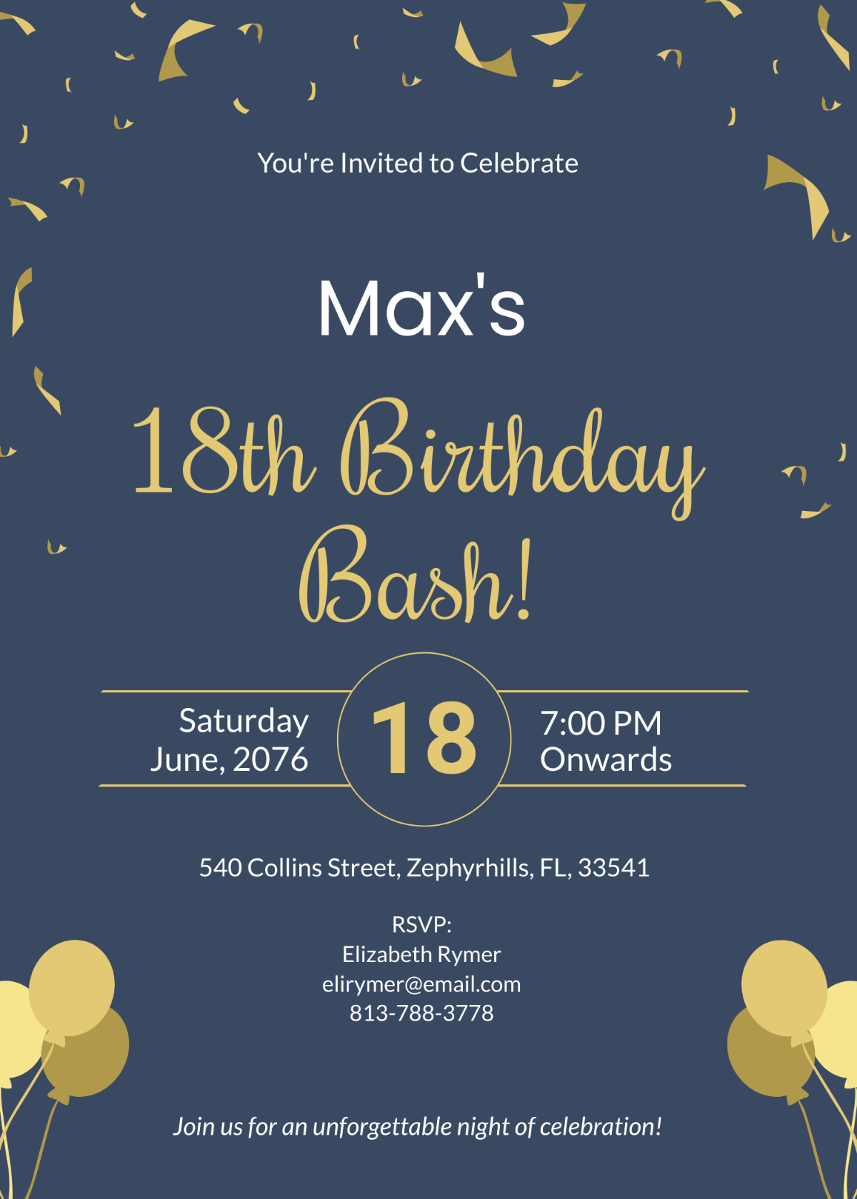 Minimalist 18th Birthday Invitation