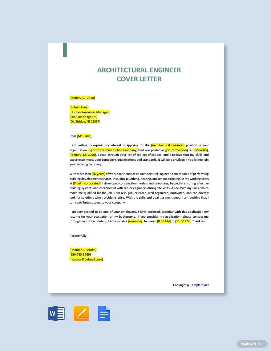 Architectural Engineer Cover Letter
