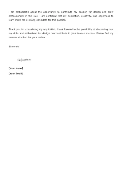 Free Beginner Graphic Designer Cover Letter to Edit Online