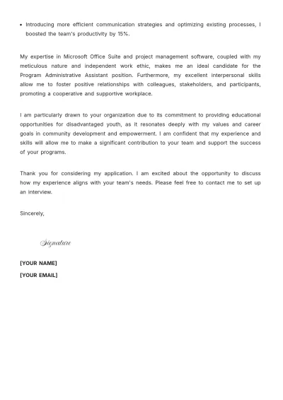 Free Program Administrative Assistant Cover Letter to Edit Online
