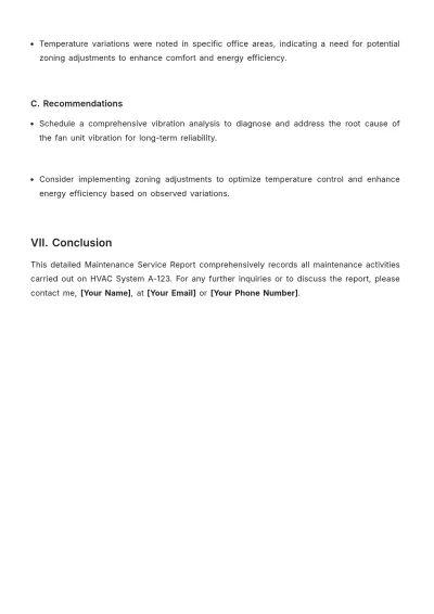 Free Maintenance Service Report Template to Edit Online