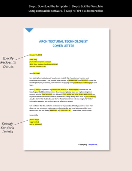 Architectural Technologist Cover Letter Template