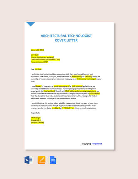 Architectural Technologist Cover Letter