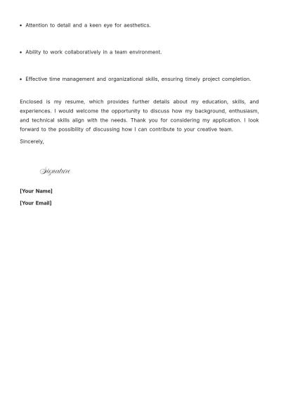Free Junior Graphic Designer Cover Letter to Edit Online