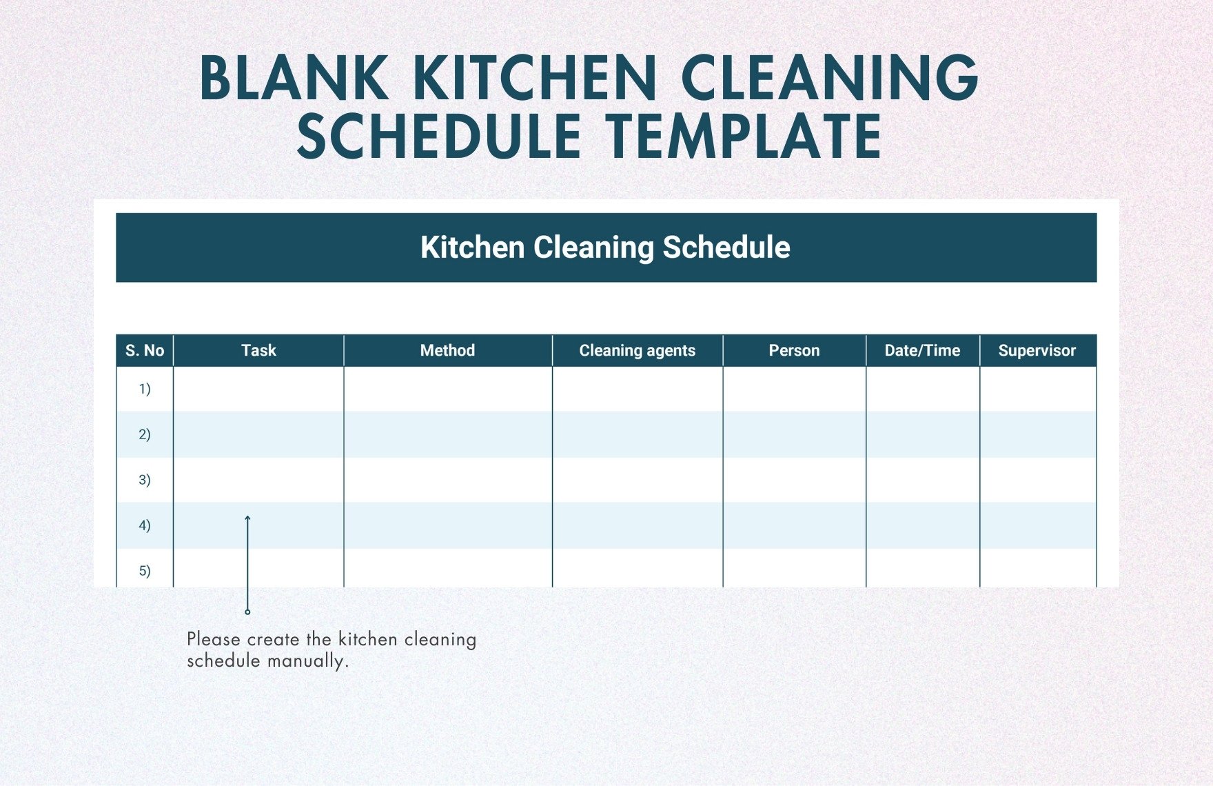 Blank Kitchen Cleaning Schedule Template