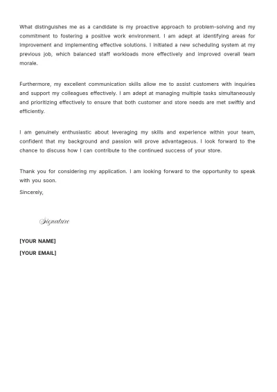 Free Store Administrative Assistant Cover Letter to Edit Online