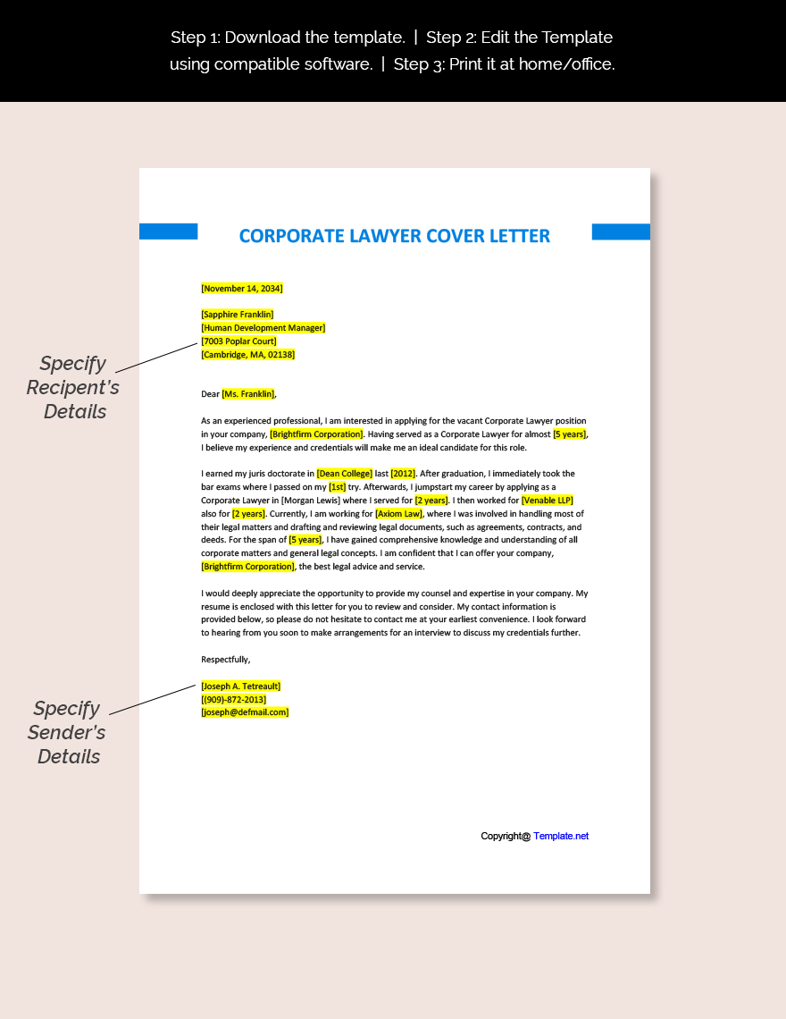 general lawyer cover letter