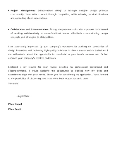 Free Web And Graphic Designer Cover Letter to Edit Online