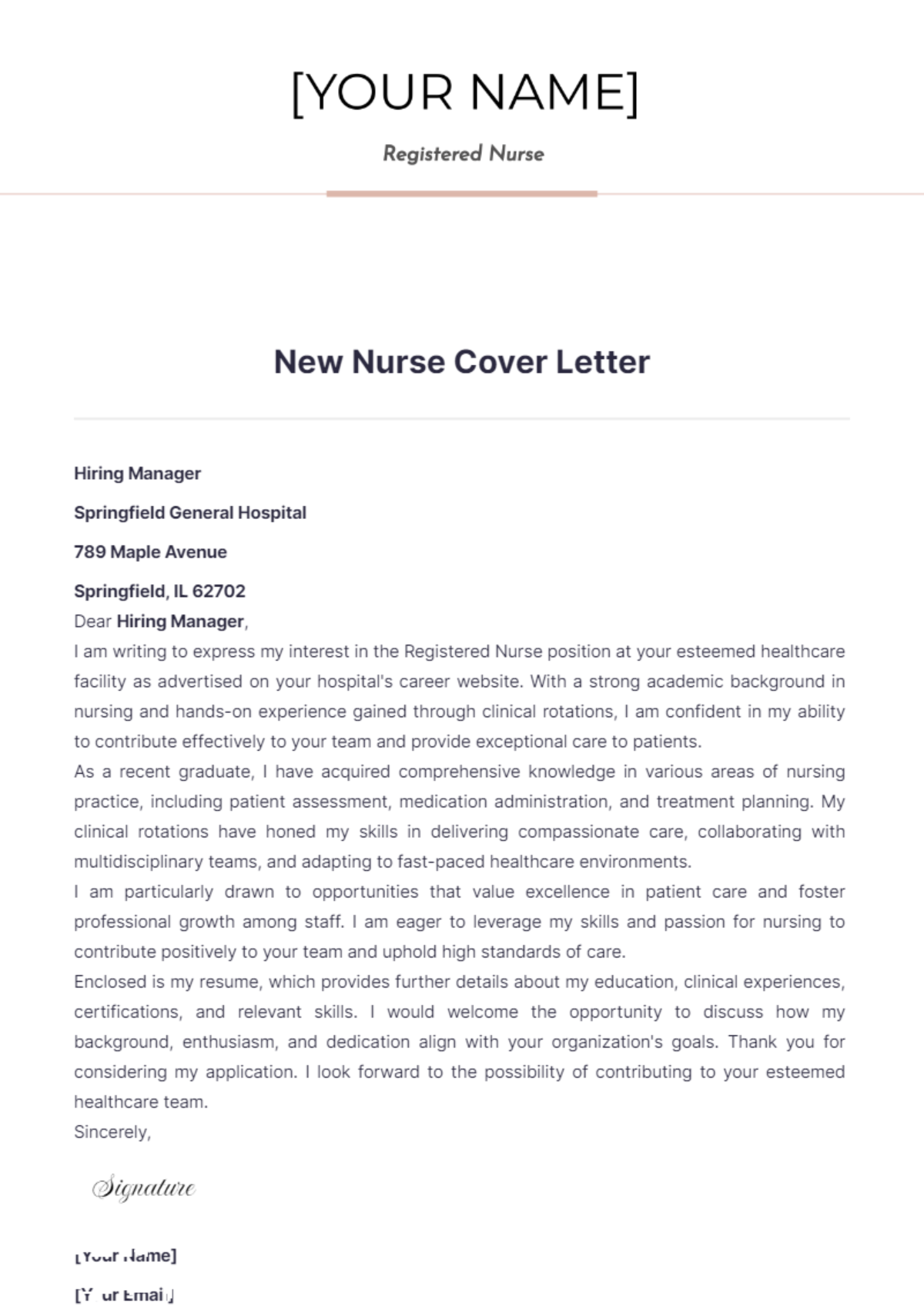 New Nurse Cover Letter - Edit Online & Download