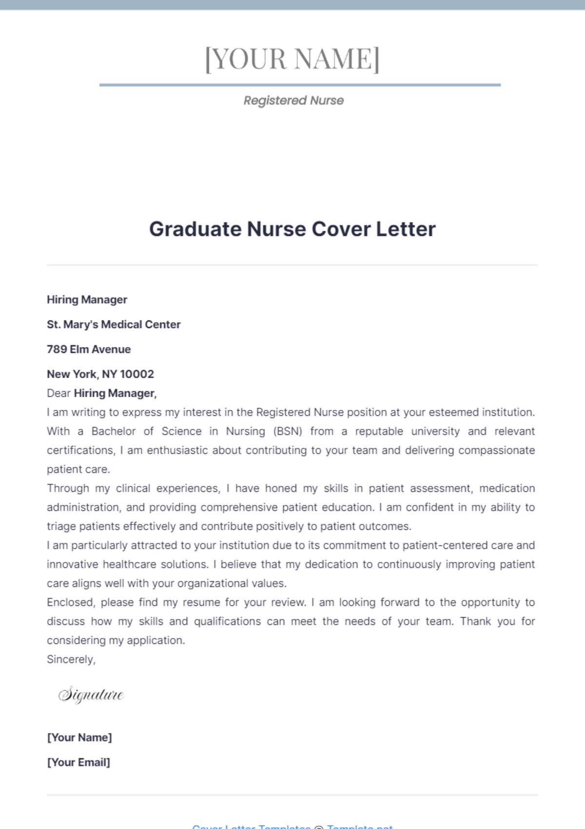 Graduate Nurse Cover Letter - Edit Online & Download