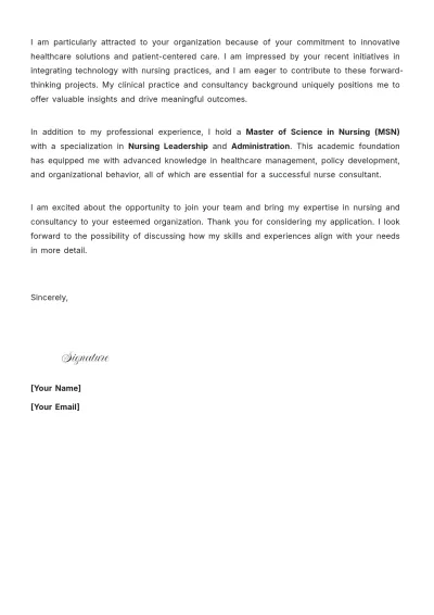 Free Nurse Consultant Cover Letter to Edit Online