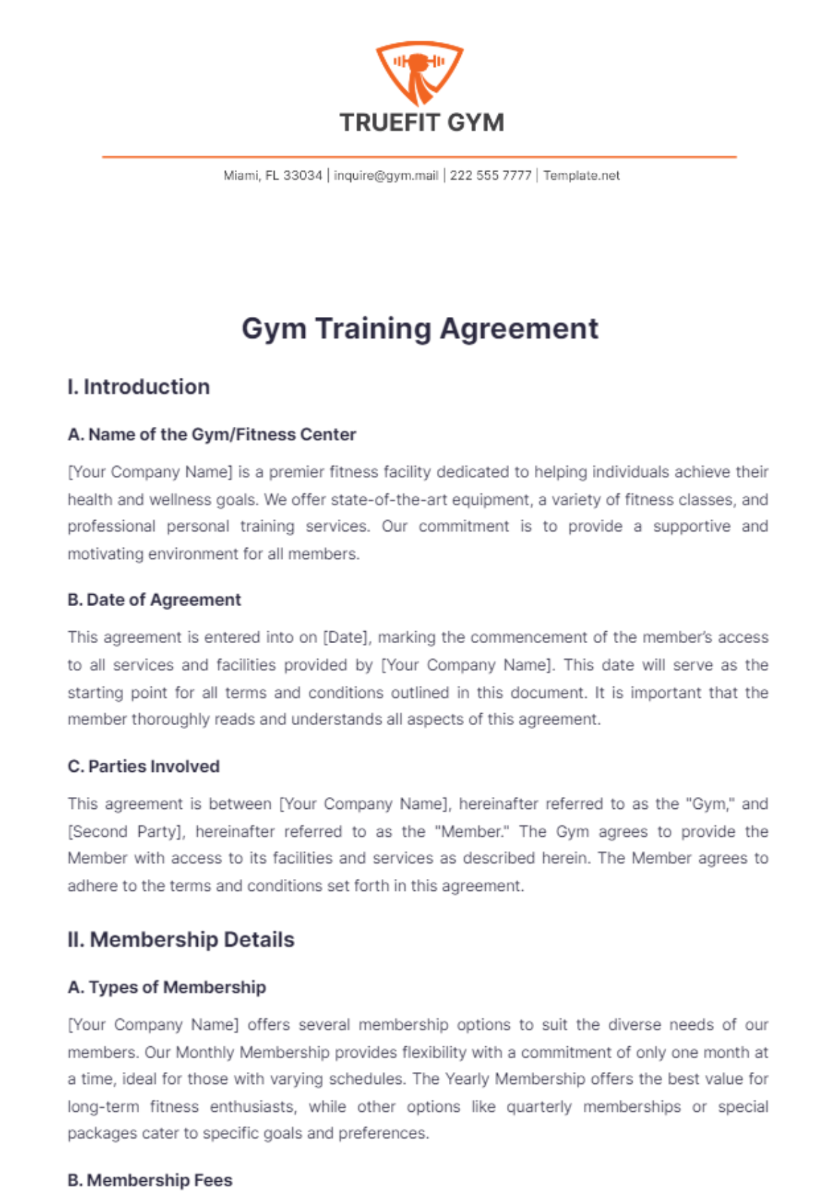 Free Training Agreement Templates Editable And Printable