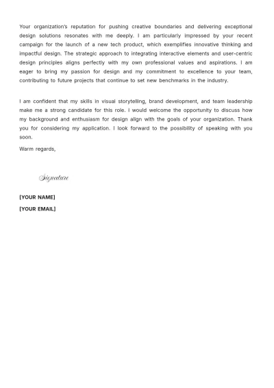 Free Graphic Designer Art Director Cover Letter to Edit Online
