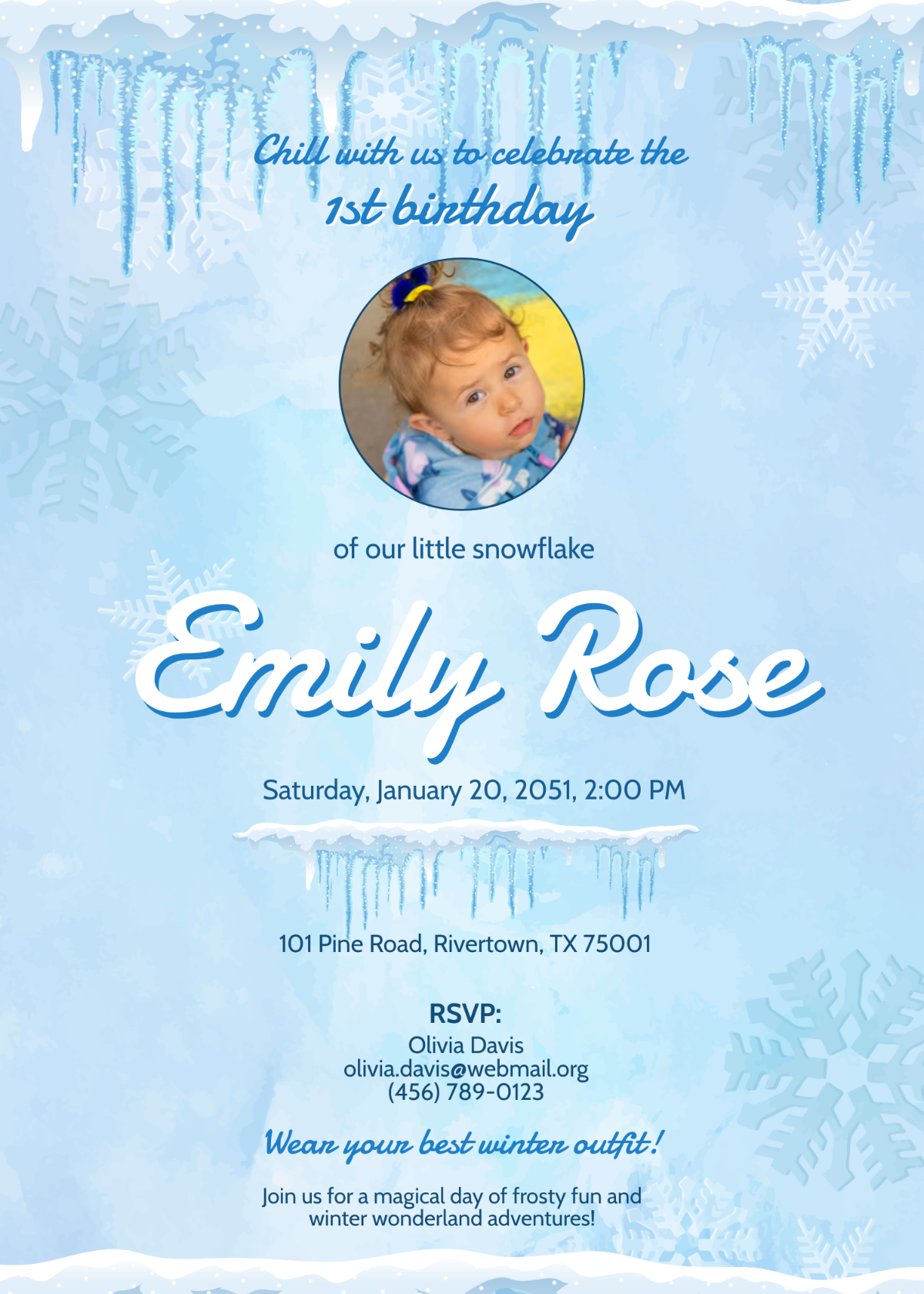 Frozen 1st Birthday Invitation