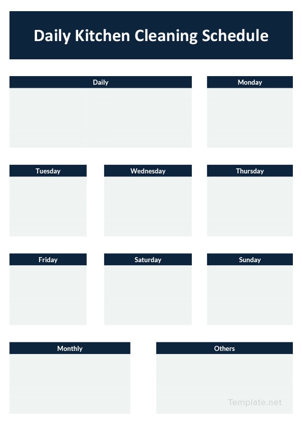 Daily Kitchen Cleaning Schedule Template In Microsoft Word Excel PDF 