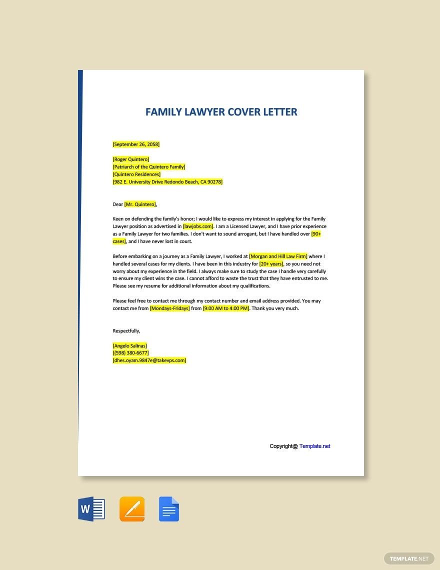 Family Lawyer Cover Letter Template