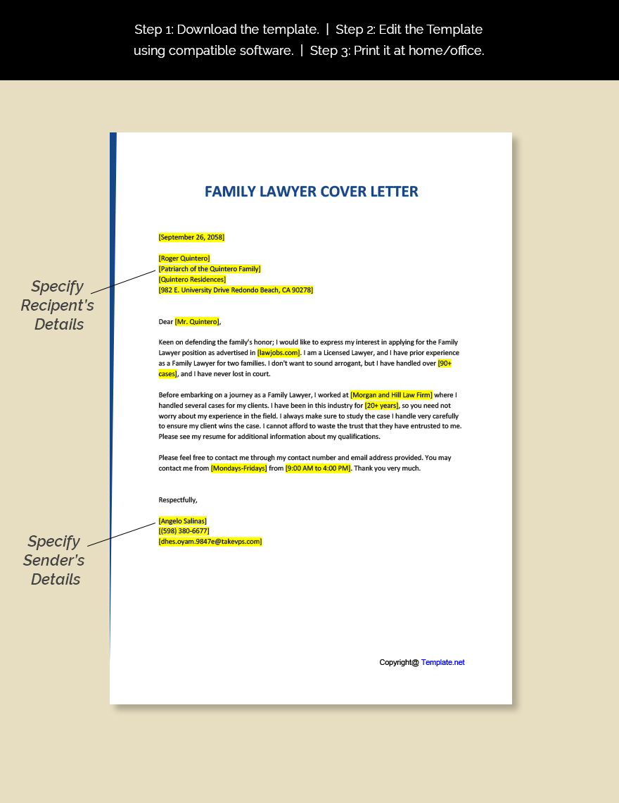 Family Lawyer Cover Letter
