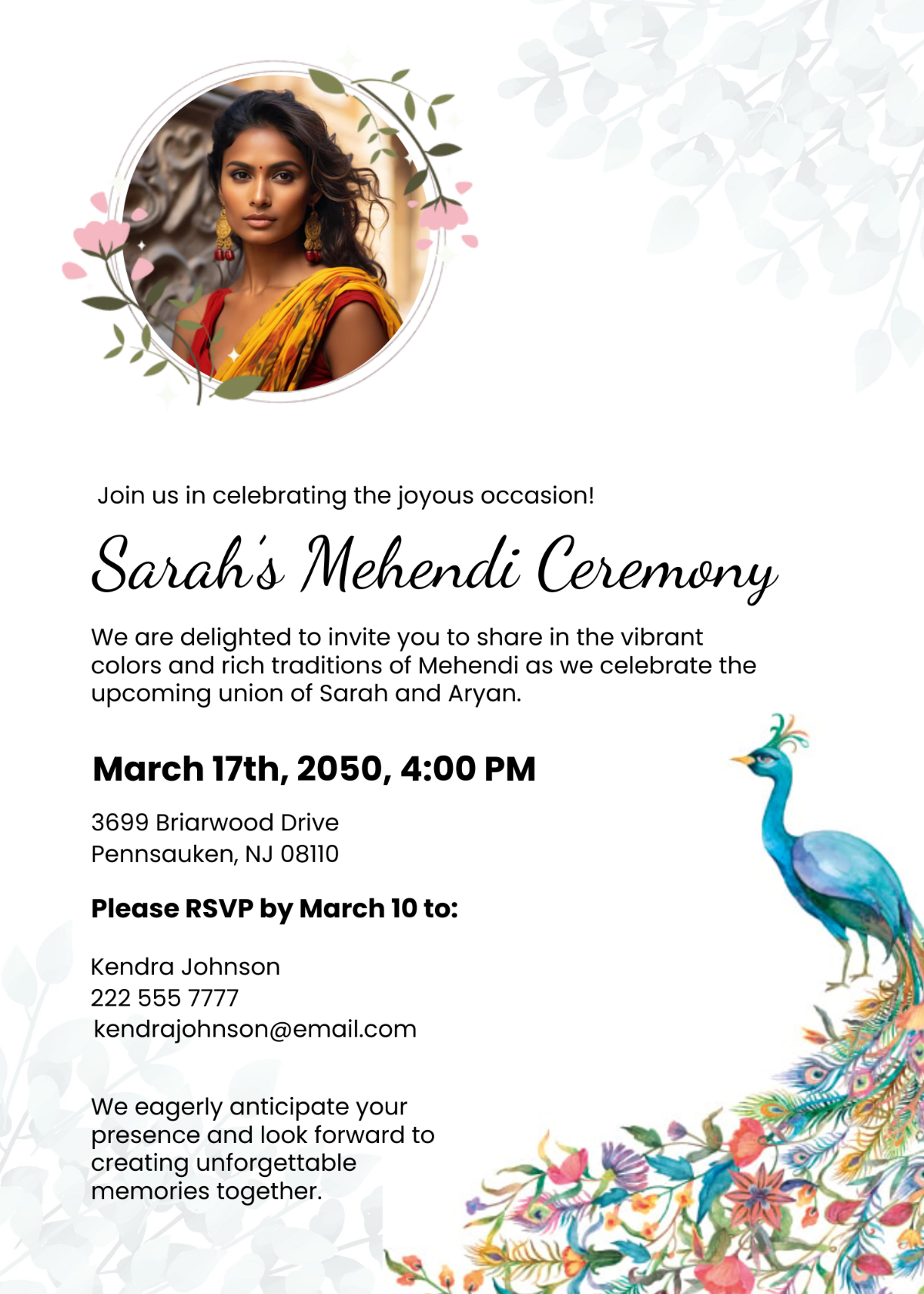 Mehendi Invitation with Photo