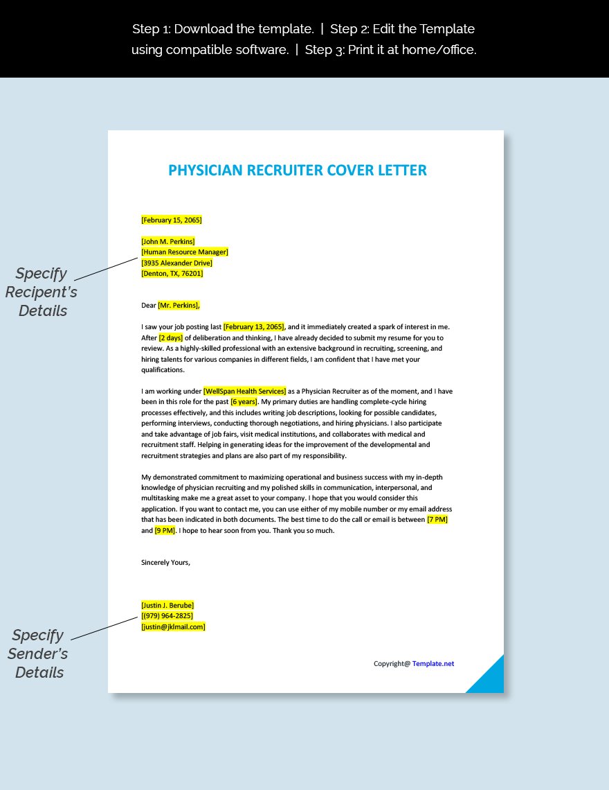 Physician Recruiter Cover Letter Template