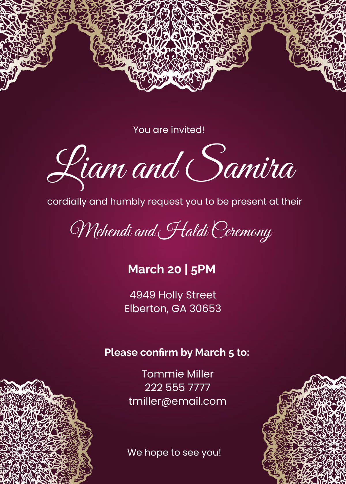 Mehendi And Haldi Invitation