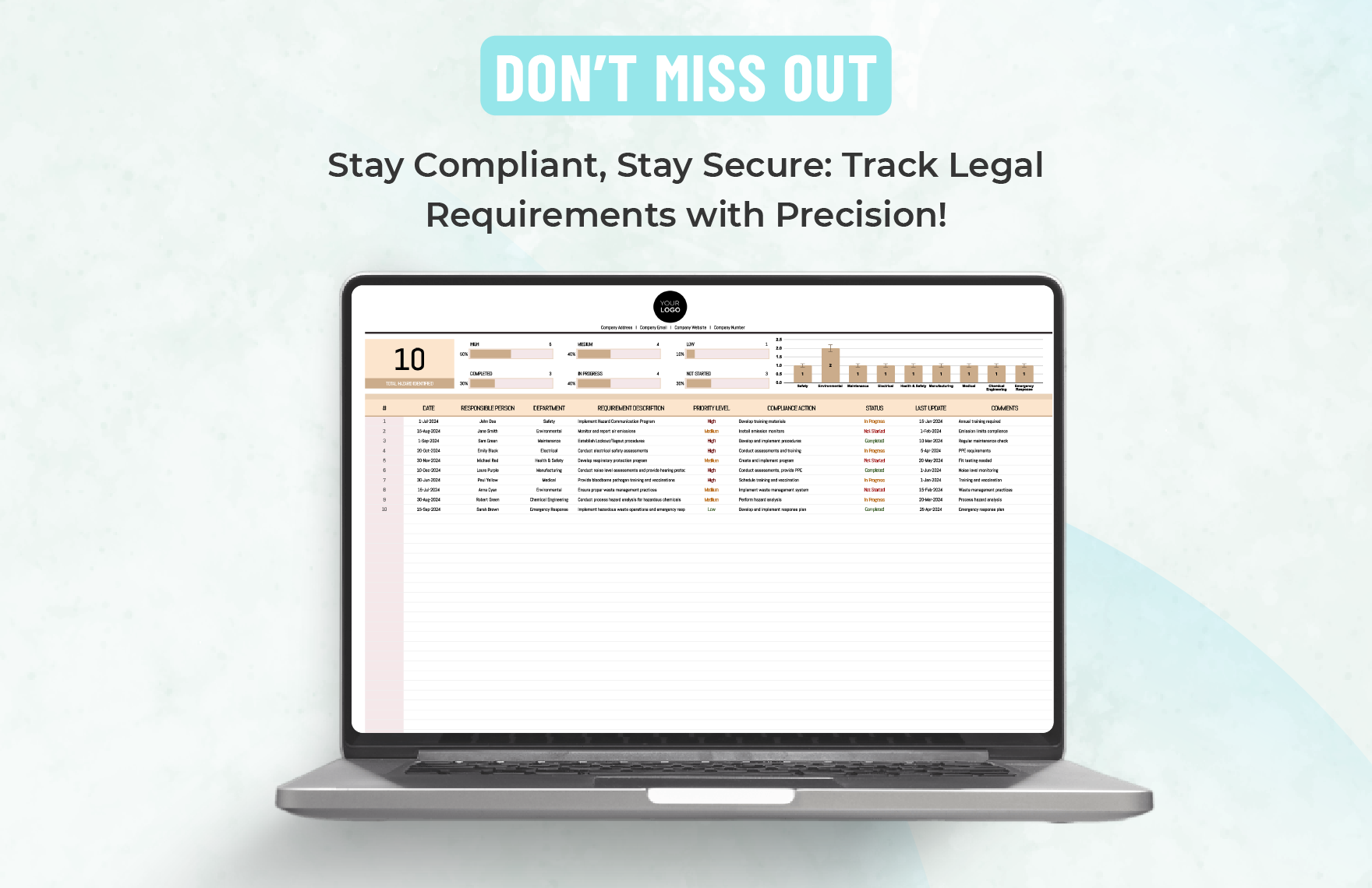 Health & Safety Legal Requirement Tracking Log Template