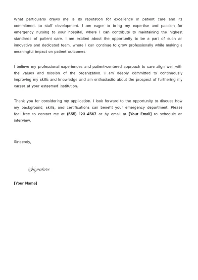 Free ER Nurse Cover Letter to Edit Online