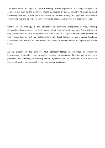 Free Gym Brand Strategy Template to Edit Online