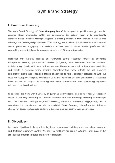 Free Gym Brand Strategy Template to Edit Online