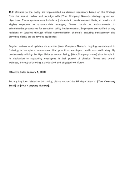 Free Gym Reimbursement Policy Template to Edit Online