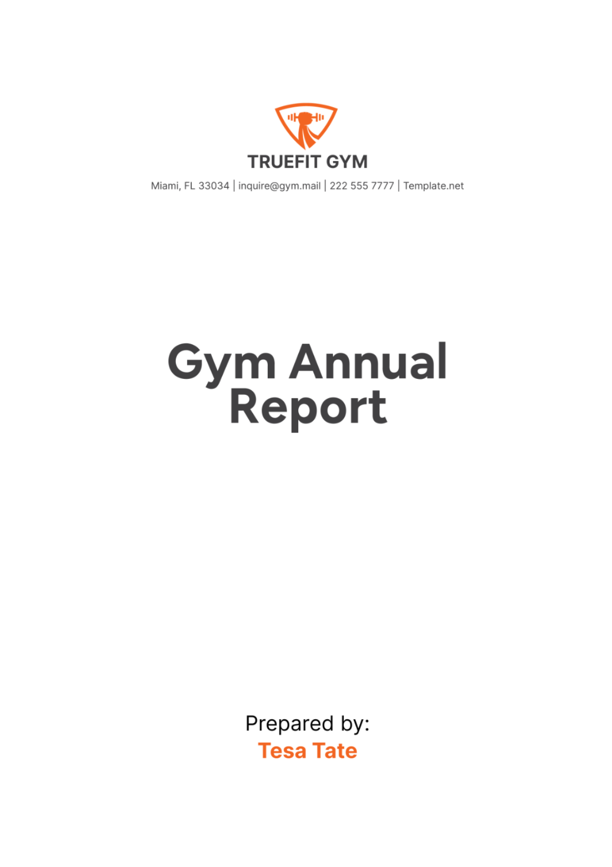 Gym Annual Report Template - Edit Online & Download