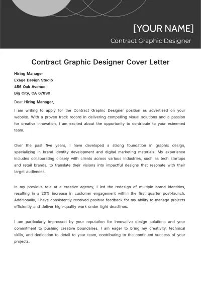 Free Contract Graphic Designer Cover Letter to Edit Online