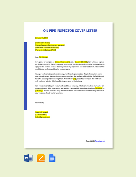 Oil And Gas Cover Letter Template - Google Docs, Word 