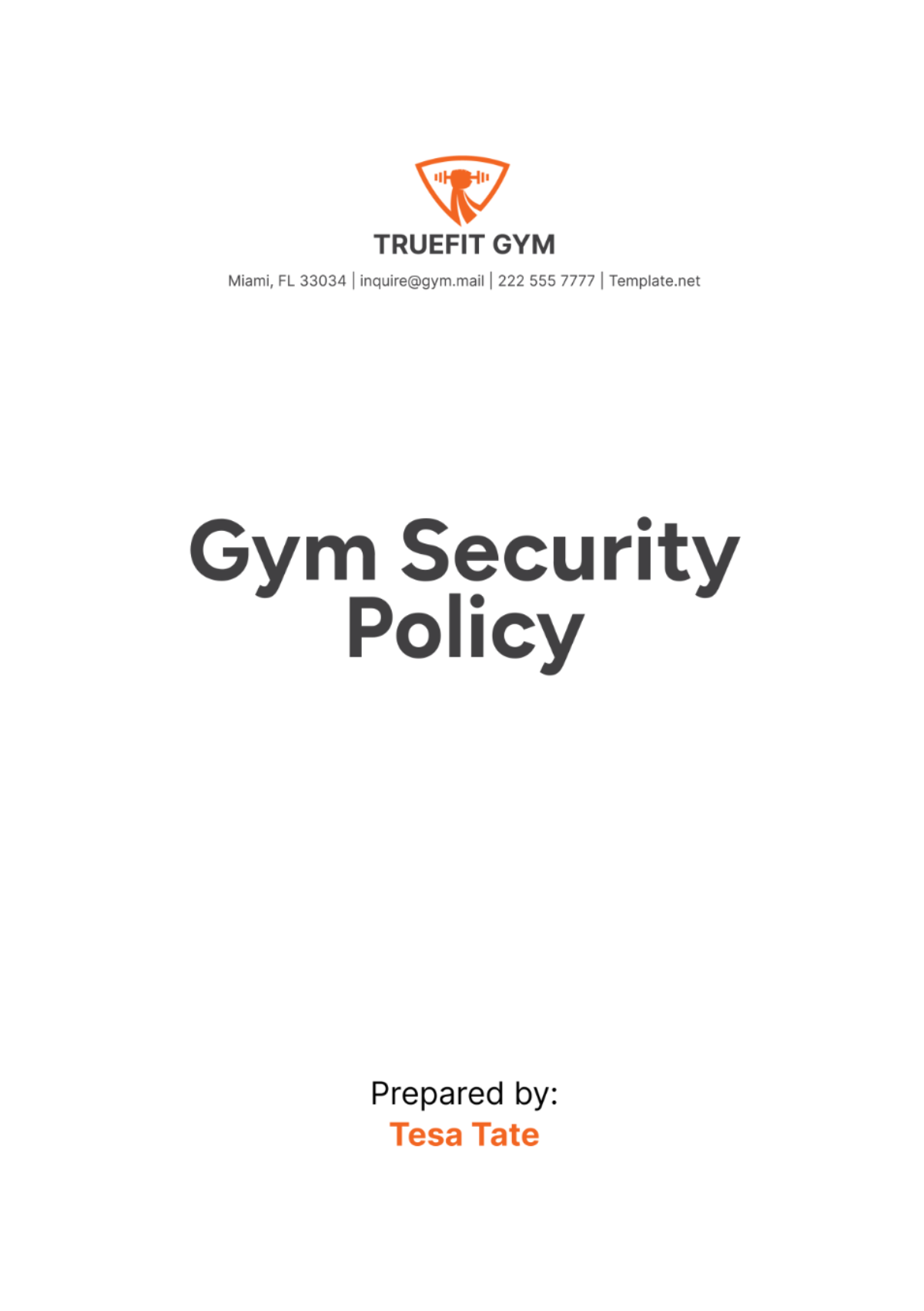 Free Gym Security Policy Template to Edit Online