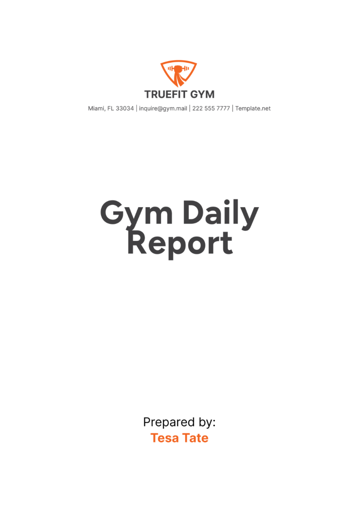 Gym Daily Report Template - Edit Online & Download