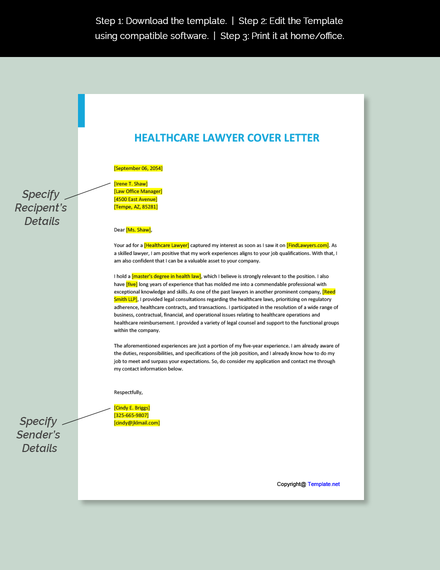 Healthcare Lawyer Cover Letter