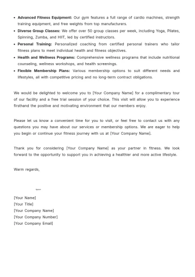 Free Gym Invitation Letter Template to Edit Online