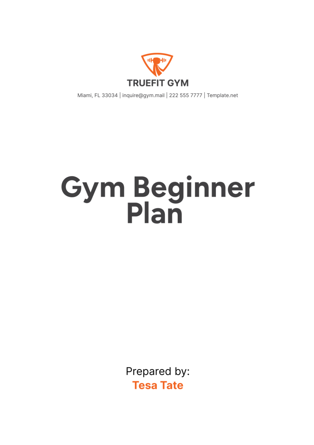 Gym Beginner Plan Template - Edit Online & Download