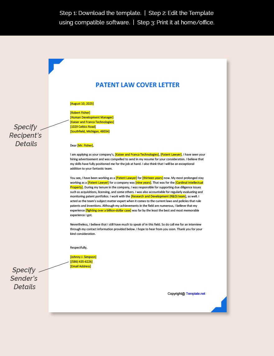 Patent Law Cover Letter
