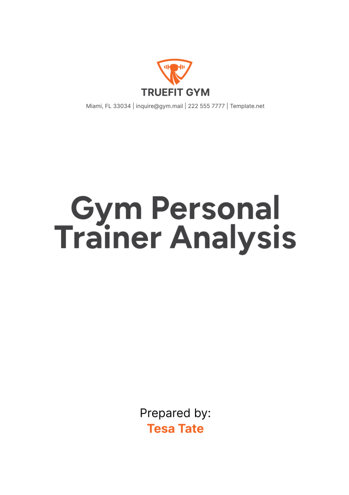 Gym Personal Trainer Analysis Template - Edit Online & Download