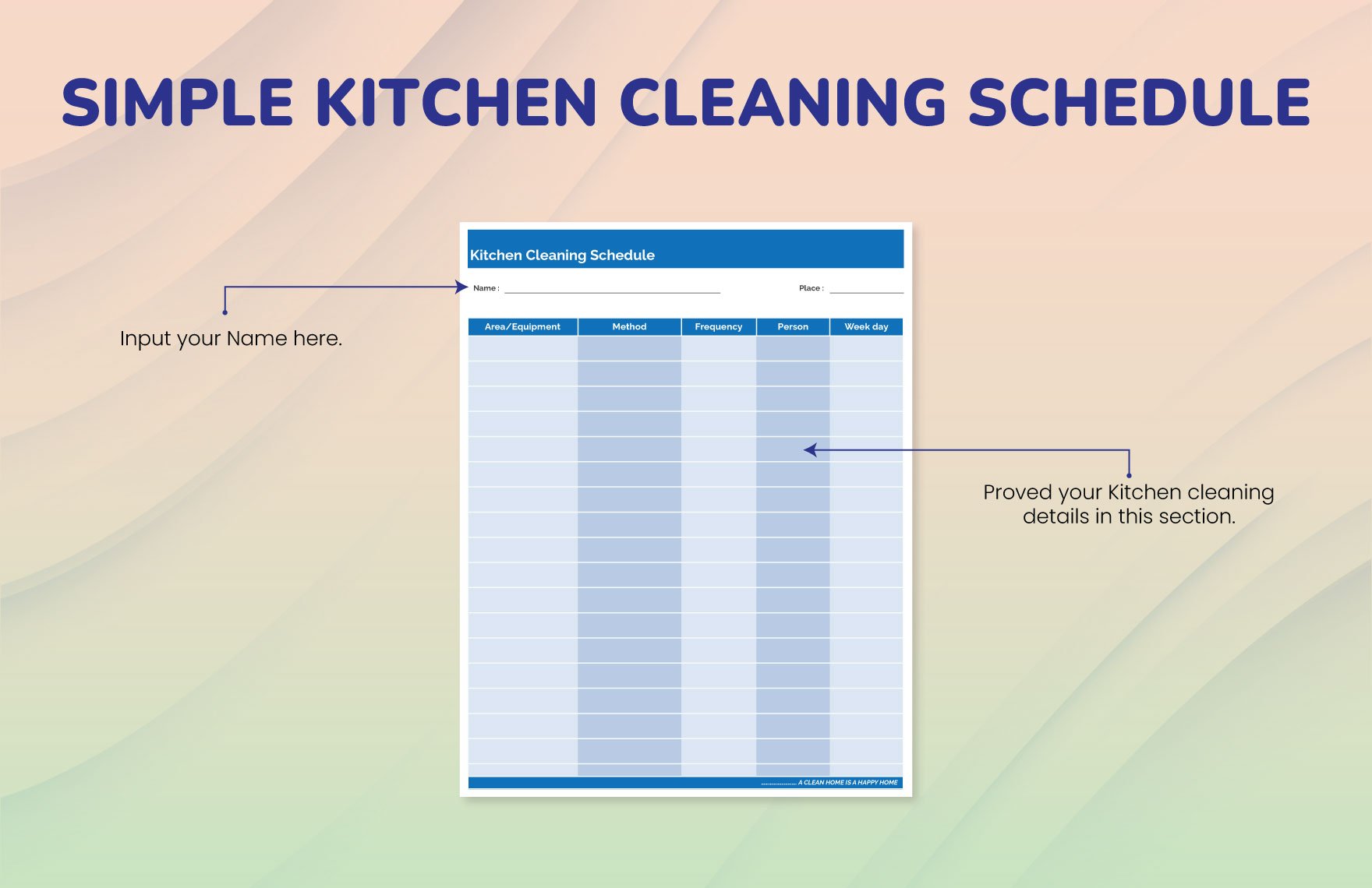 Simple Kitchen Cleaning Schedule Template