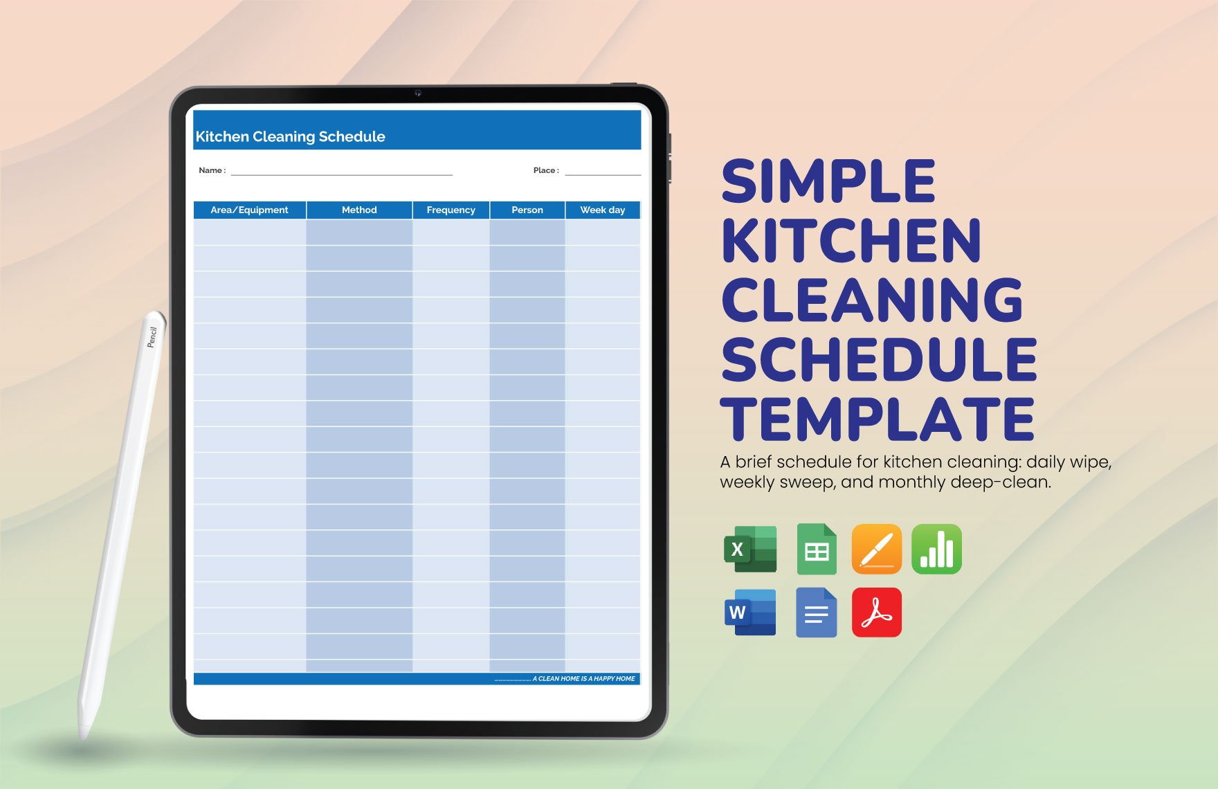 Simple Kitchen Cleaning Schedule Template
