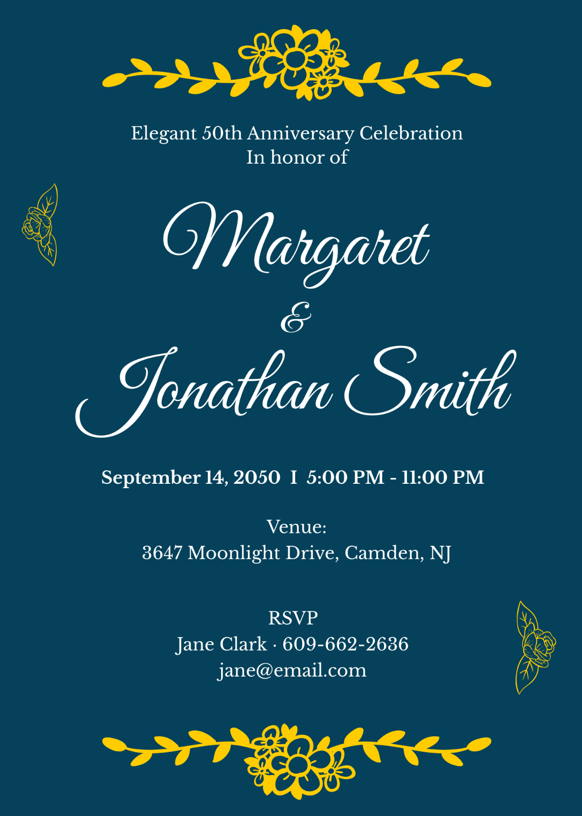 Elegant 50th Anniversary Invitation