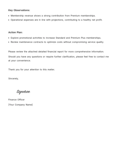 Free Gym Financial Memo Template to Edit Online